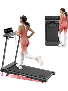 Compact Portable Treadmill for Home - Small Walking Pad with Handle Bar